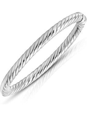 Lightweight 925 Sterling Silver Hollow Bangle Bracelet for Women - 7 Inch